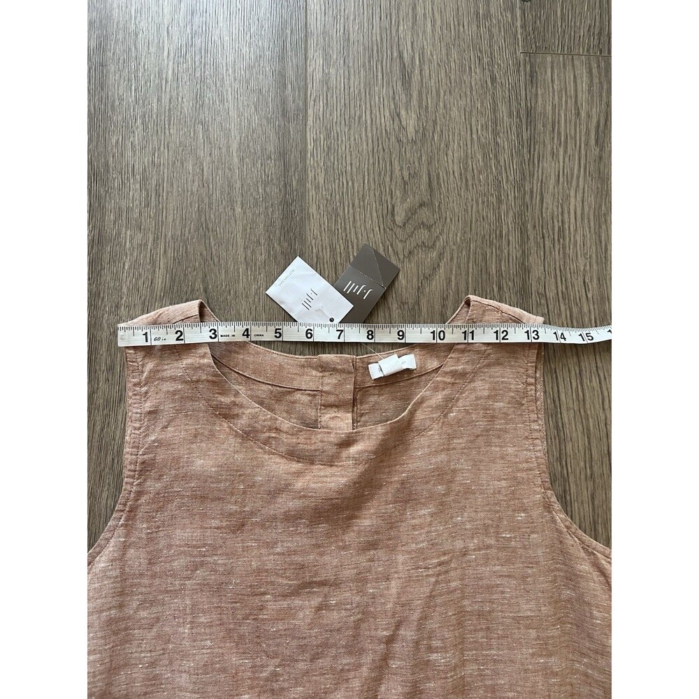 Pure J. Jill 100% Linen Sleeveless Midi Dress Terracotta Minimalist Petite Large - Picture 15 of 15